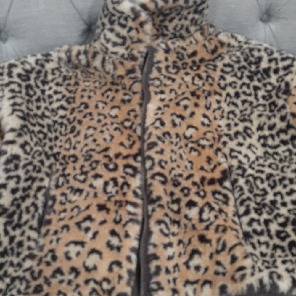 Vtg Joyce Leslie faux fur leopard and leather reversible bomber jacket size S - Picture 14 of 16